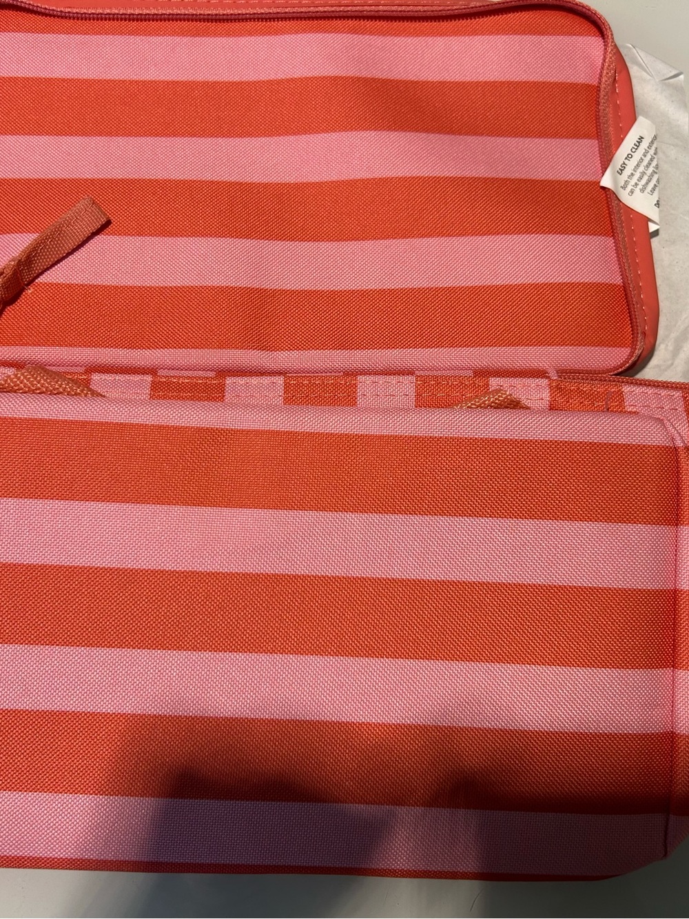 Trader Joe's Striped Insulated Cooler Tote - Bright and Light Pink - Picture 2 of 2